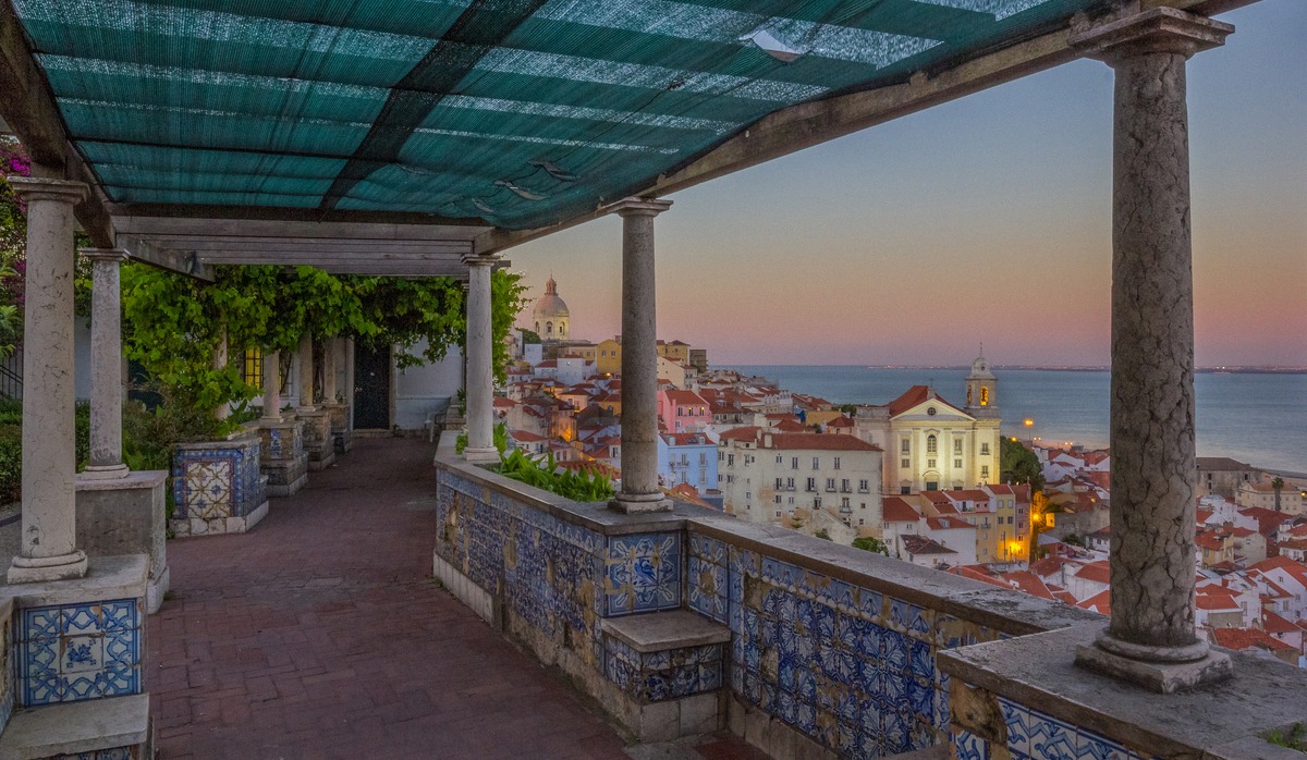 The azulejo pergola of the Miradouro de Santa Luzia above Alfama